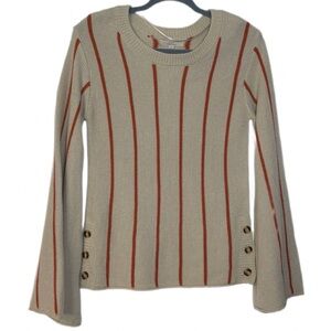 Chelsea & Violet Striped Ecru Rose Sweater NWOT Size Small